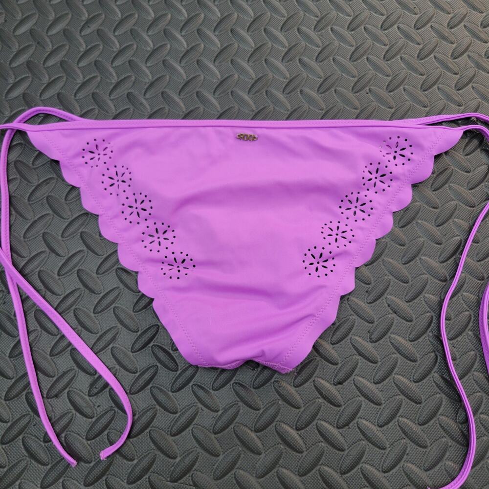 Roxy Bikini Bottoms Small Scalloped Tie Side Swim Summer Vacation Beach Pool